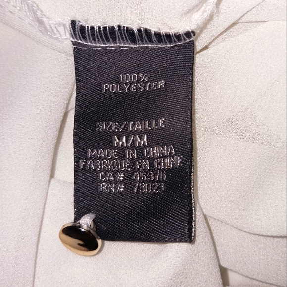 New White Chiffon Lace Yoke Blouse - Picture 7 of 7